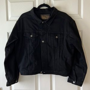 RARE EUC Rancid Lars Frederiksen Nihilism Black Denim Jacket Bomber Jacket, Sz L